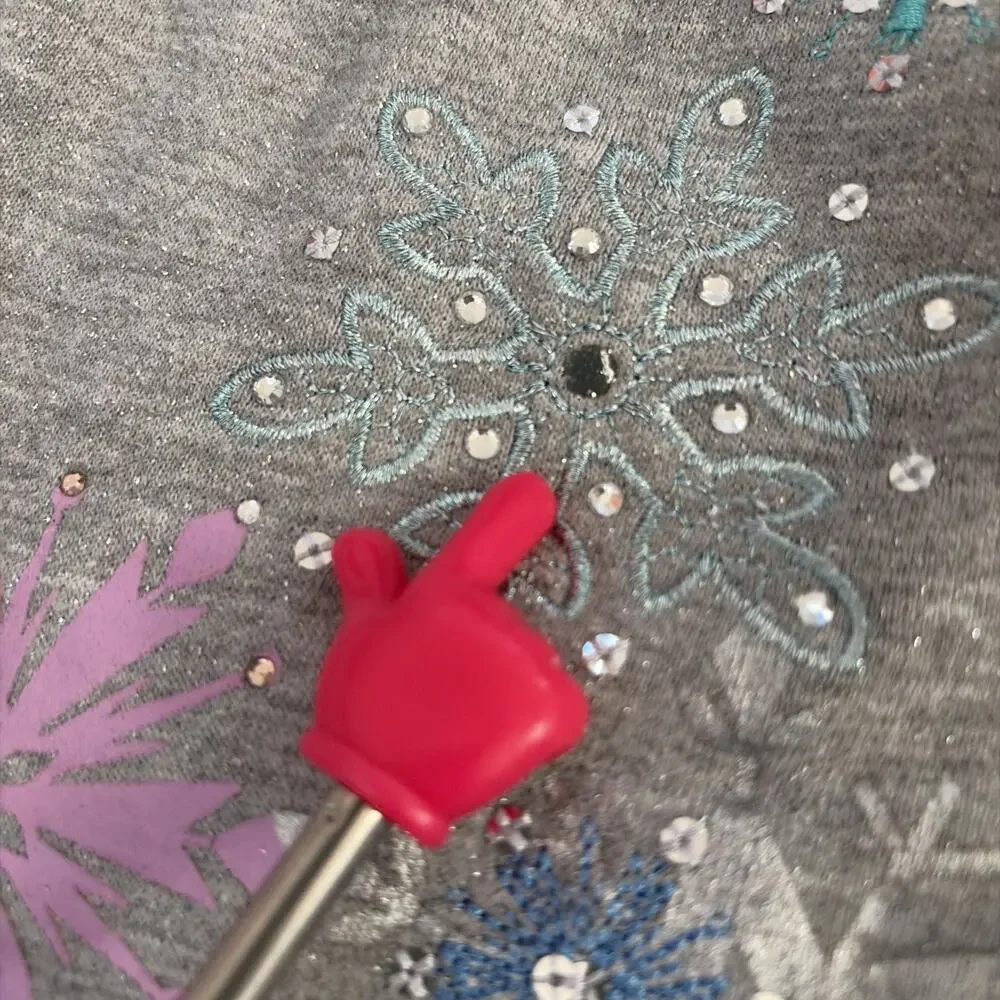 Disney Store Frozen Girls Sz 7/8 Hoodie Snowflakes Sweater‎ Glitter Rhinestones